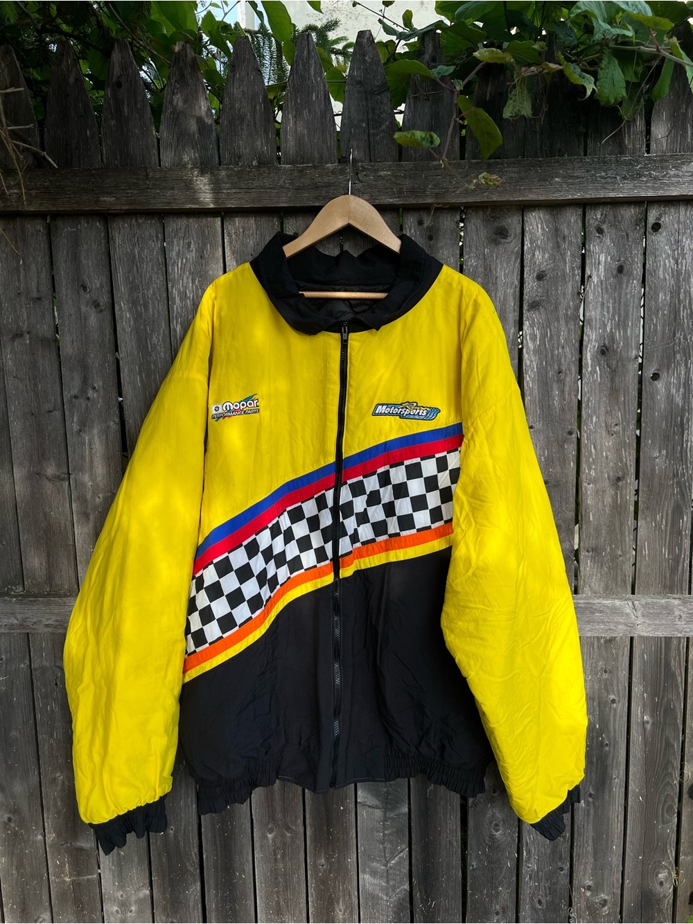 Vintage Racing Windbreaker Checkerboard Zip Jacket